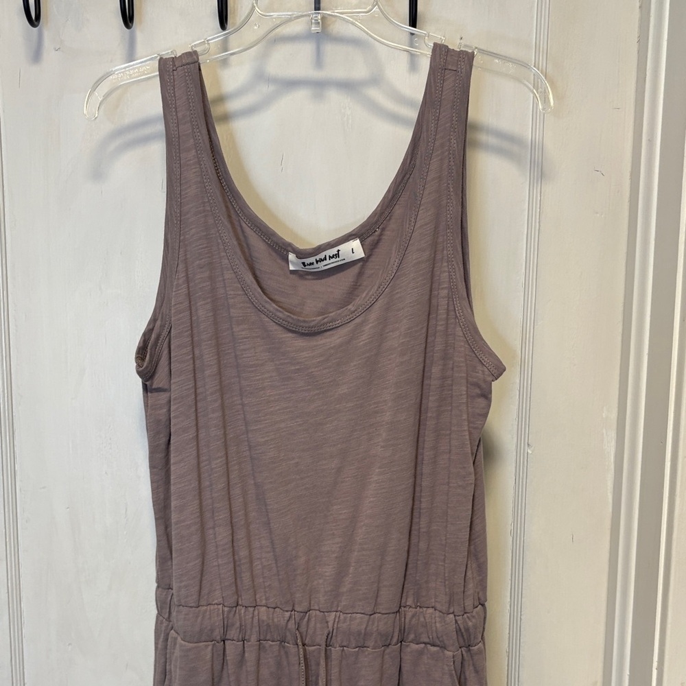 Three Bird Nest Mocha Tan Brown Long Sleeve Jumpsuit Cardigan Set Large - Picture 10 of 16